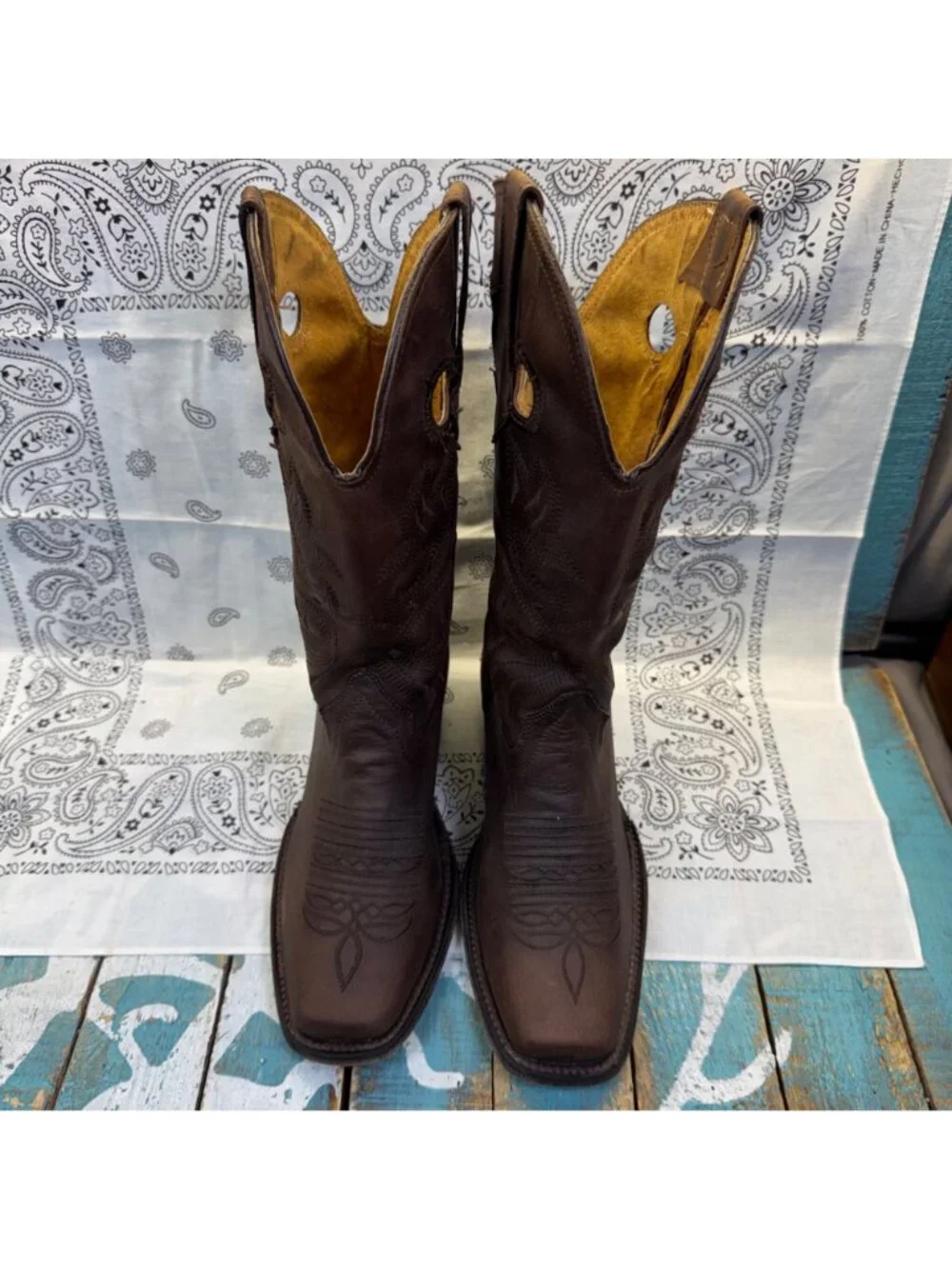 Pluma De Oro Square Toe Kids Sz 3 Handmade Cowboy Boots Leather Stitched/Mexico